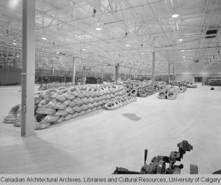 DOSCO Rexdale plant nearly new, interior view in 1957. Note the large amount of wire coil rolls.